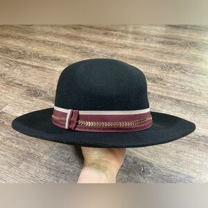 Vince Camuto Black Felt Fedora Hat OS